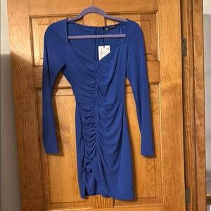 Elegant Blue Ruched Dress